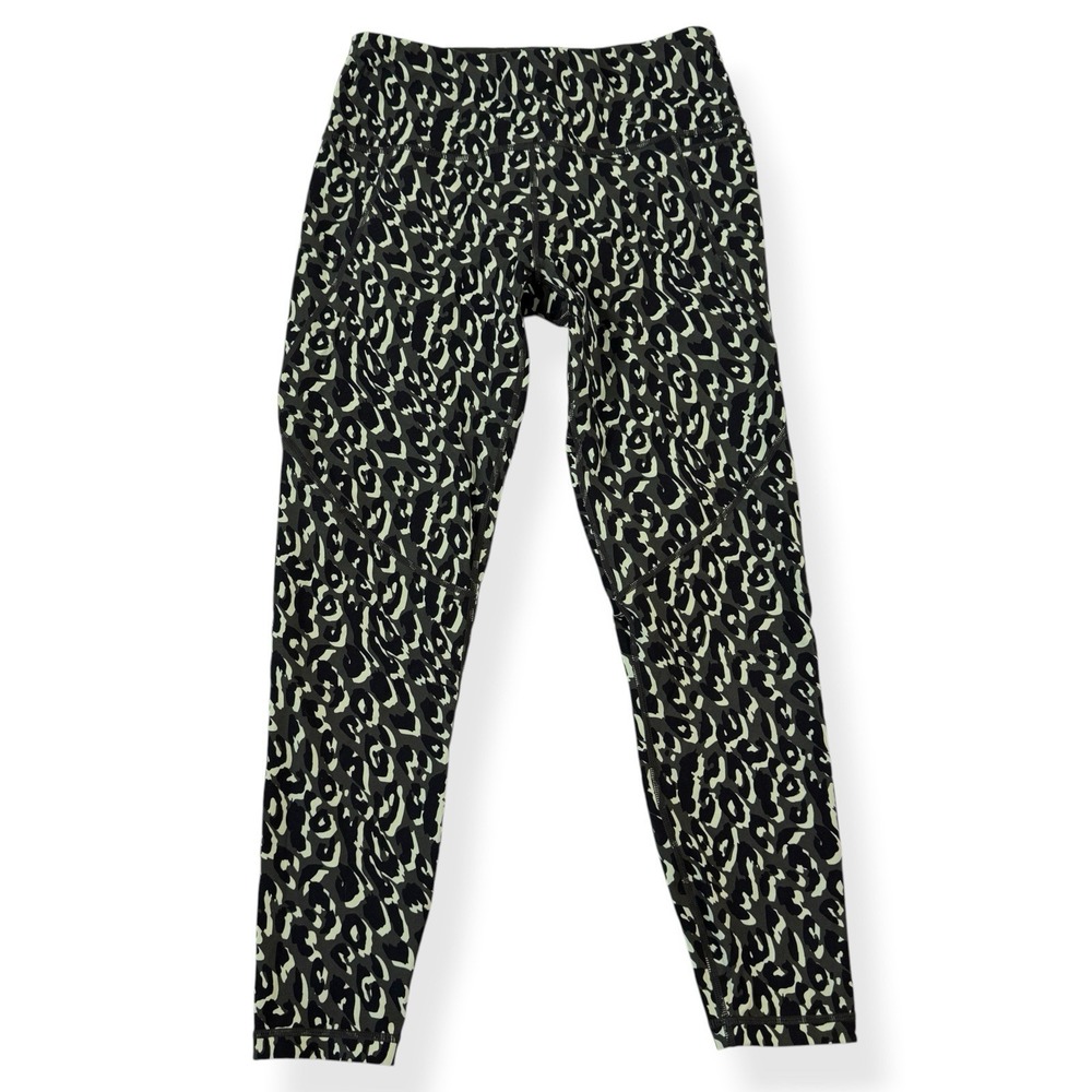 Sweaty Betty Power 7/8 Leggings S Green Black Leopard Print SB5400A 78 Workout